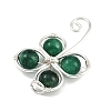 Copper Wire Wrapped Natural Emerald Shamrock Pendants PALLOY-JF02945-03-4