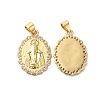 Rack Plating Brass Pave Cubic Zirconia Pendants KK-O142-17G-2