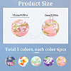 30Pcs 5 Styles Round with Flower Food Grade Eco-Friendly Silicone Beads SIL-SC0002-02-2