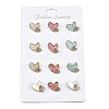 12Pcs 3 Colors Double Heart Alloy Rhinestone Brooches for Backpack Clothes JEWB-A033-01G-1
