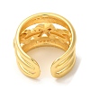 Brass Micro Pave Cubic Zirconia Cross Open Cuff Rings RJEW-U008-47G-3