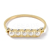 PVD Vacuum Plating 304 Stainless Steel White Round Plastic Beaded Bangles BJEW-G700-09G-2