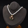 PVD Vacuum Plating 304 Stainless Steel Colorful Cubic Zirconia Shell Shape Pendant Necklaces STAS-Z114-22G-3