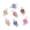 Natural Colorful Tourmaline Dice Connector Charms PALLOY-JF04323-02-1