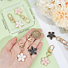 6Pcs 3 Colors Flower Alloy Enamel Pendant Decorations KEYC-BBC0001-02-3