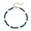 Natural Malachite Chip & Glass Beaded Anklets AJEW-AN00682-05-2