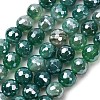 Electroplated Natural Agate Beads Strands G-B191-A07-8mm-09-2