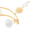 Wire Wrapped Natural Quartz Crystal Chip & Brass Moon Pendant Decorations HJEW-JM01504-04-3