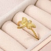 304 Stainless Steel Crystal Rhinestone Cuff Rings for Women RJEW-G338-02G-2
