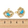 Brass Micro Pave Cubic Zirconia with Synthetic Opal Pendants KK-D096-06B-G-3