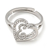 Heart with Letter Rack Plating Brass Micro Pave Cubic Zirconia Adjustable Rings for Women RJEW-I105-06P-E-2