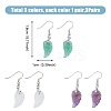 3 Pairs 3 Styles Natural Mixed Gemstone Wings Dangle Earrings with Brass Pins for Women EJEW-FI0003-19-2