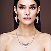 ANATTASOUL Rhinestone Wings with Cross Pendant Necklaces & Dangle Earrings SJEW-AN0001-20-5