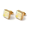 Glass Square Stud Earrings EJEW-Q781-20G-1