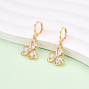 Flower Brass Micro Pave Cubic Zirconia Dangle Leverback Earrings EJEW-N058-09G-1