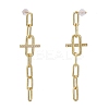 Brass Micro Pave Clear Cubic Zirconia Dangle Stud Earrings EJEW-K083-17G-2
