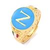 Round with Letter N Brass Enamel Adjustable Rings RJEW-U009-09G-1