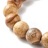Natural Picture Jasper Round Beads Stretch Bracelet for Girl Women BJEW-JB06895-01-5