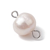 Natural Cultured Freshwater Pearl Connector Charms PALLOY-JF03090-01-3