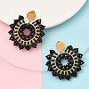 304 Stainless Steel & Bohemian Beaded Flower Dangle Stud Earrings for Women EJEW-R001-04A-5