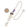 Teardrop Glass & Natural Amethyst Beads Hanging Suncatchers HJEW-JM04611-3