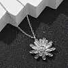 304 Stainless Steel Sunflower Pendant Cable Chain Necklaces for Women NJEW-R011-02P-3