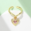 Brass Micro Pave Cubic Zirconia Open Cuff Rings for Women RJEW-U057-22A-G-2