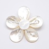 Natural White Shell Mother of Pearl Shell Flower Big Pendants X-SSHEL-J032MS-08-2