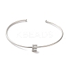 Rack Plating Brass Micro Pave Clear Cubic Zirconia Letter Open Cuff Bangles BJEW-A018-01P-E-2