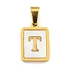 PVD Vacuum Plating 304 Stainless Steel Pave Natural White Shell Pendants STAS-S130-03G-T-1