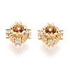 Brass Micro Pave Cubic Zirconia Rondelle European Beads KK-N275-01G-2