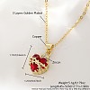 Brass Micro Pave Clear Cubic Zirconia and Red Resin Scared Heart Pendant Necklaces for Women FS-WG476F5-02-1