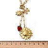 304 Stainless Steel Red Enamel Strawberry Sunflower Sun Pendant Necklaces for Women NJEW-G181-12G-3