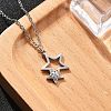 304 Stainless Steel Crystal Rhinestone Double Star Pendant Cable Chain Necklaces LS-NJEW-Z056-02A-P-2