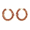 Natural Agate Beaded Hoop Earrings EJEW-JE04847-5