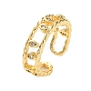 Rack Plating Brass Micro Pave Cubic Zirconia Open Cuff Rings for Women RJEW-U026-01G-03-1