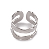 304 Stainless Steel Twist Wave Open Cuff Rings for Women RJEW-G285-18P-2
