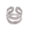Non-Tarnish 304 Stainless Steel Twist Wave Open Cuff Rings for Women RJEW-G285-18P-2