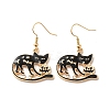 Halloween Golden Alloy Enamel Dangle Earrings EJEW-K274-03C-G-1