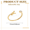 1Pc Letter Brass Rhinestone Open Cuff Rings for Women AJEW-LP0004-47I-G-2