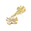 Butterfly Rack Plating Brass Micro Pave Cubic Zirconia Pendants KK-Z074-73G-2