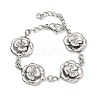 Stainless Steel Flower Link Chain Bracelets for Women BJEW-A033-03P-1