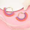 304 Stainless Steel & Bohemian Beaded Fan Hoop Earrings for Women EJEW-R001-01G-05-1