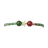 Christmas 8mm Round Dyed Natural Malaysia Jade & Natural Carnelian & Glass Seed Beads Braided Bead Bracelets BJEW-MZ00070-01-3