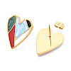 304 Stainless Steel Enamel Stud Earrings EJEW-T047-24-G-2