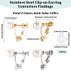 24Pcs 2 Colors 316 Surgical Stainless Steel Clip-on Earring Converters Findings STAS-SC0010-34A-2
