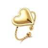 Ion Plating(IP) 304 Stainless Steel Heart Open Cuff Ring for Women RJEW-E066-04G-1