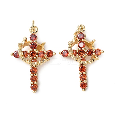 Brass Micro Pave Cubic Zirconia Pendants KK-C143-43A-G-1