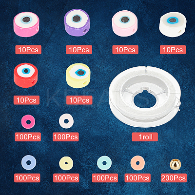 DIY Heishi Bracelet with Evil Eye Making Kit DIY-SC0018-96-1