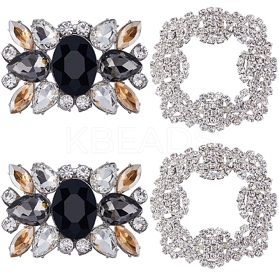 4Pcs 2 Style Alloy Rhinestone Shoe Buckle Clips AJEW-GF0008-65-1